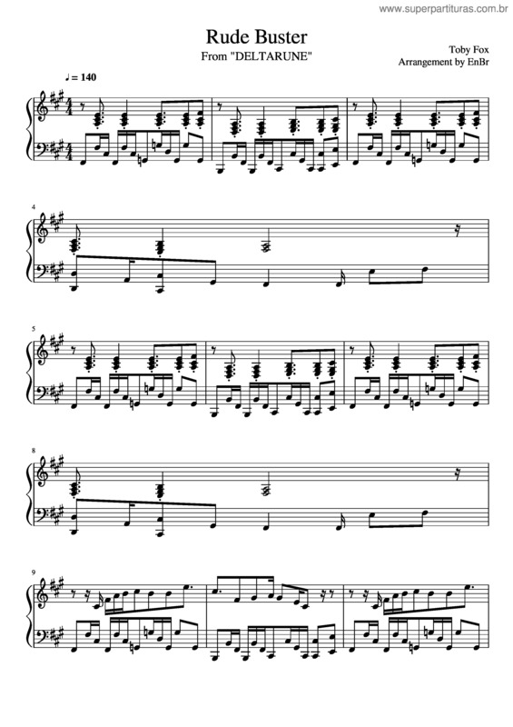 Partitura da música Rude Buster [Deltarune Battle Theme] – Piano Solo